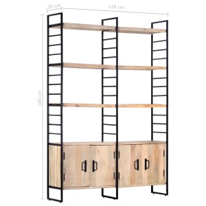 Bibliotecă cu 4 rafturi, 124 x 30 x 180 cm, lemn masiv de mango - Img 12
