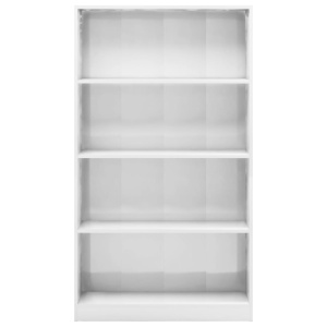 Bibliotecă cu 4 rafturi, alb extralucios, 80 x 24 x 142 cm, PAL - Img 4
