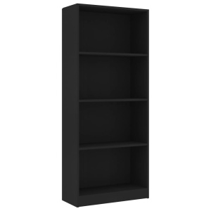 Bibliotecă cu 4 rafturi, negru, 60 x 24 x 142 cm, PAL - Img 2