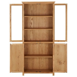 Bibliotecă cu 4 uși, 80x35x180 cm, lemn masiv stejar și sticlă - Img 3