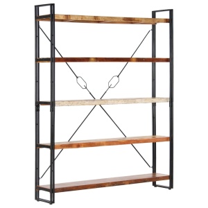 Bibliotecă cu 5 rafturi, 140 x 30 x 180 cm, lemn masiv reciclat - Img 7