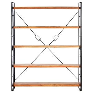Bibliotecă cu 5 rafturi, 140x30x180 cm, lemn masiv de acacia - Img 2