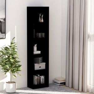 Bibliotecă cu 5 rafturi, negru, 40 x 24 x 175 cm, PAL
