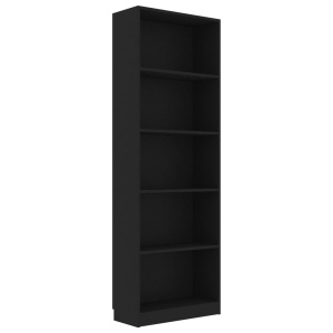 Bibliotecă cu 5 rafturi, negru, 60 x 24 x 175 cm, PAL - Img 2