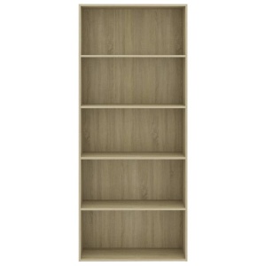 Bibliotecă cu 5 rafturi, stejar Sonoma, 80 x 30 x 189 cm, PAL - Img 4