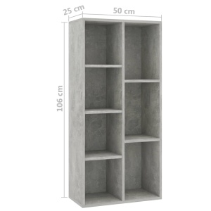 Bibliotecă, gri beton, 50 x 25 x 106 cm, PAL - Img 5