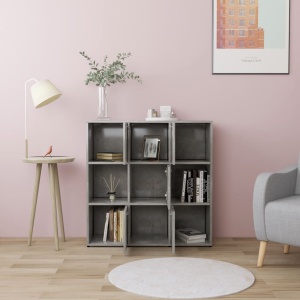 Bibliotecă, gri beton, 90 x 30 x 90 cm, PAL - Img 3