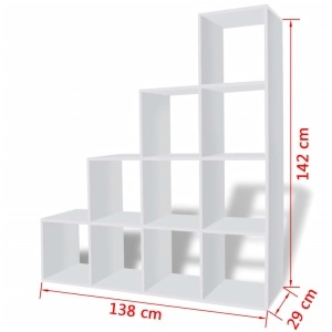 Bibliotecă in trepte / Raft de expunere 142 cm Alb - Img 6