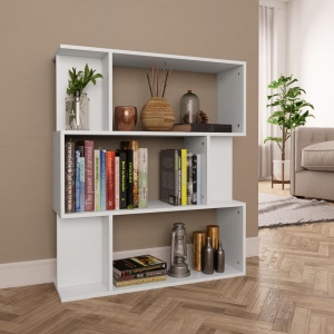 Bibliotecă/Separator cameră, alb, 80 x 24 x 96 cm, PAL