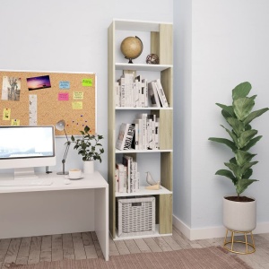 Bibliotecă/Separator cameră alb&stejar Sonoma 45x24x159cm PAL