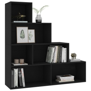 Bibliotecă/Separator cameră, negru, 155x24x160 cm, PAL - Img 3