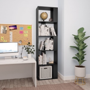 Bibliotecă/Separator cameră, negru, 45x24x159 cm, PAL