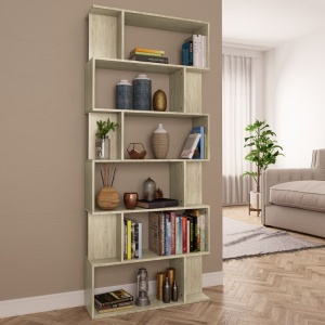 Bibliotecă/Separator cameră, stejar Sonoma, 80x24x192 cm, PAL