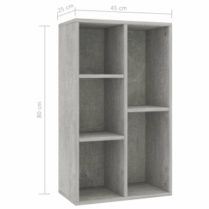 Bibliotecă/Servantă, gri beton, 45 x 25 x 80 cm, PAL - Img 10