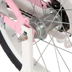Bicicletă copii cu suport frontal, alb și roz, 14 inci - Img 9