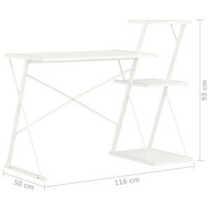 Birou cu raft, alb, 116 x 50 x 93 cm - Img 6
