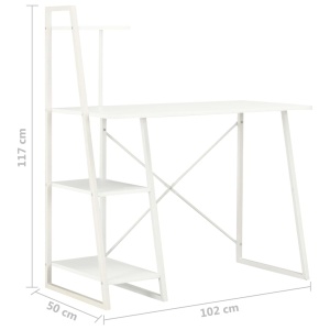 Birou cu rafturi, alb, 102 x 50 x 117 cm - Img 6
