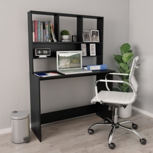Birou cu rafturi, negru, 110 x 45 x 157 cm, PAL