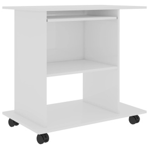 Birou de calculator, alb extralucios, 80 x 50 x 75 cm, PAL - Img 2