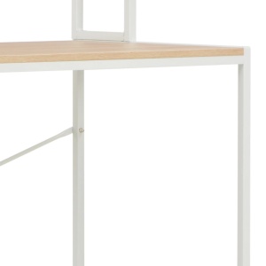 Birou de calculator, alb și stejar, 120 x 60 x 138 cm - Img 6