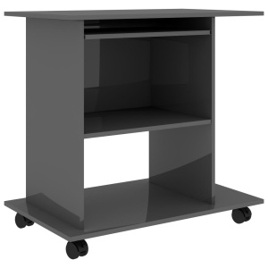 Birou de calculator, gri extralucios, 80 x 50 x 75 cm, PAL - Img 2