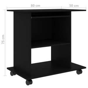 Birou de calculator, negru, 80 x 50 x 75 cm, PAL - Img 5