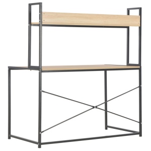 Birou de calculator, negru și stejar, 120 x 60 x 138 cm - Img 4