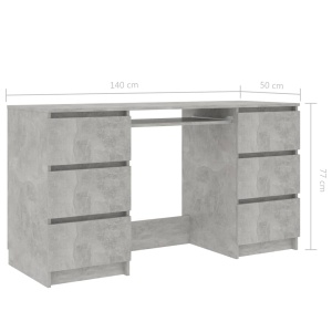 Birou de scris, gri beton, 140 x 50 x 77 cm, PAL - Img 5