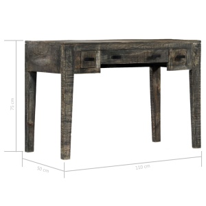 Birou, negru, 110 x 50 x 75 cm, lemn masiv de mango - Img 5