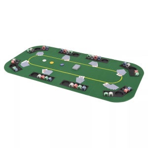 Blat masă poker 8 jucători, pliabil in 4, dreptunghiular, verde - Img 1