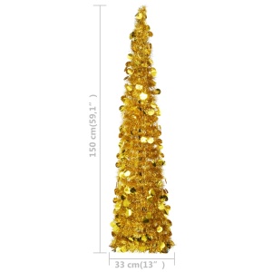 Brad de Crăciun artificial tip pop-up, auriu, 150 cm, PET - Img 5