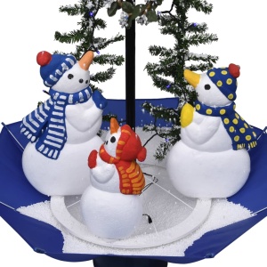 Brad de Crăciun cu ninsoare și bază umbrelă albastru 75 cm PVC - Img 7