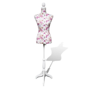 Bust pentru dame, manechin, alb cu trandafiri, bumbac