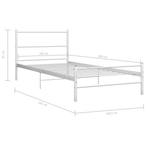 Cadru de pat, alb, 100 x 200 cm, metal - Img 6