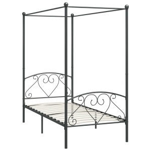 Cadru de pat cu baldachin, gri, 100 x 200 cm, metal - Img 2
