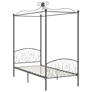 Cadru de pat cu baldachin, gri, 100 x 200 cm, metal - Img 2