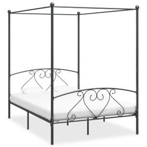 Cadru de pat cu baldachin, gri, 140 x 200 cm, metal