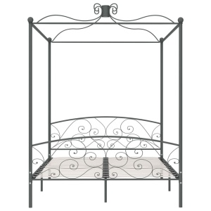 Cadru de pat cu baldachin, gri, 160 x 200 cm, metal - Img 3