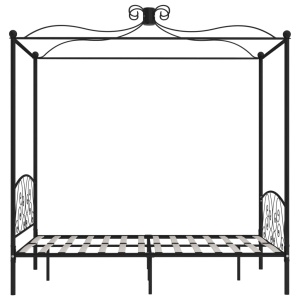 Cadru de pat cu baldachin, negru, 140 x 200 cm, metal - Img 4