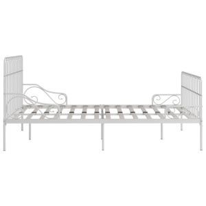 Cadru de pat cu bază din șipci, alb, 200 x 200 cm, metal - Img 4
