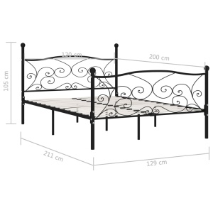 Cadru de pat cu bază din șipci, negru, 120 x 200 cm, metal - Img 5