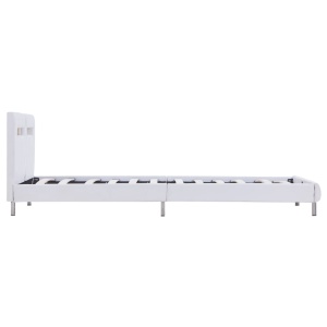 Cadru de pat cu LED, alb, 90 x 200 cm, piele artificială - Img 8