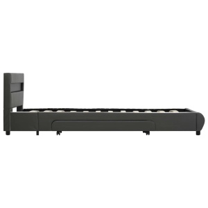 Cadru de pat cu LED, antracit, 90 x 200 cm, piele ecologică - Img 4