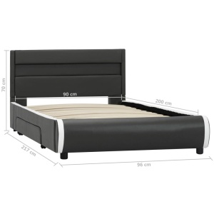 Cadru de pat cu LED, antracit, 90 x 200 cm, piele ecologică - Img 9