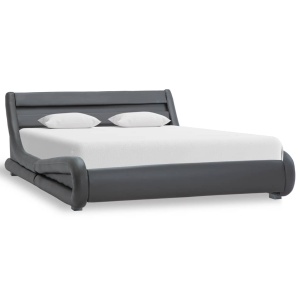 Cadru de pat cu LED, gri, 120 x 200 cm, piele ecologică - Img 2