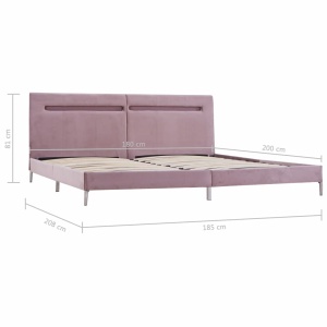 Cadru de pat cu LED-uri, roz, 180 x 200 cm, material textil - Img 9