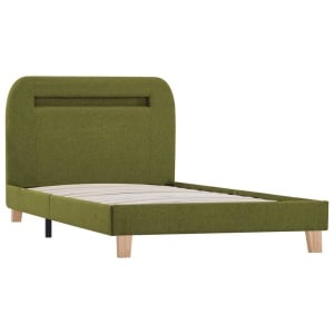 Cadru de pat cu LED-uri, verde, 90 x 200 cm, material textil - Img 3