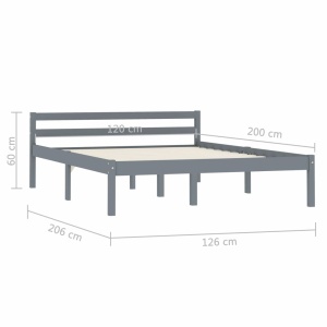 Cadru de pat, gri, 120 x 200 cm, lemn masiv de pin - Img 6