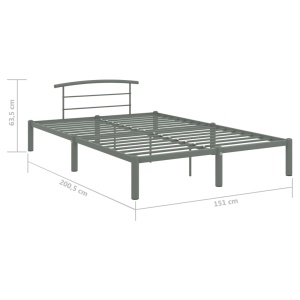 Cadru de pat, gri, 140 x 200 cm, metal - Img 6