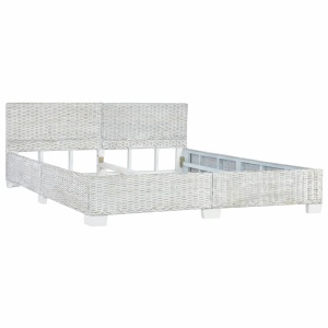 Cadru de pat, gri, 180 x 200 cm, ratan natural - Img 2
